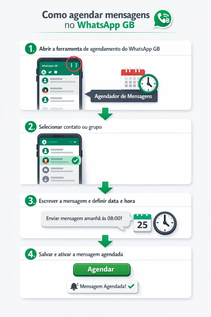 Como agendar mensagens no WhatsApp GB apk