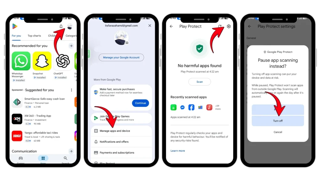 Como desativar o Google Play Protect Screenshots
